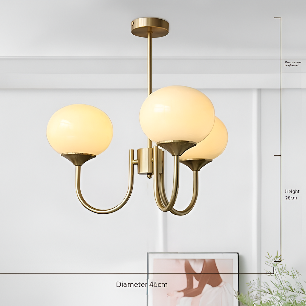 Javina Glass Cluster Chandelier - Iron Rounded Globe Modern Fixture for Dining Room and Living Rooms | Esilora