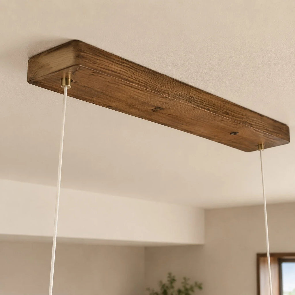 Wabi-Sabi Natural Wood Linear Pendant Light for Dining Rooms and Tea Spaces | Esilora