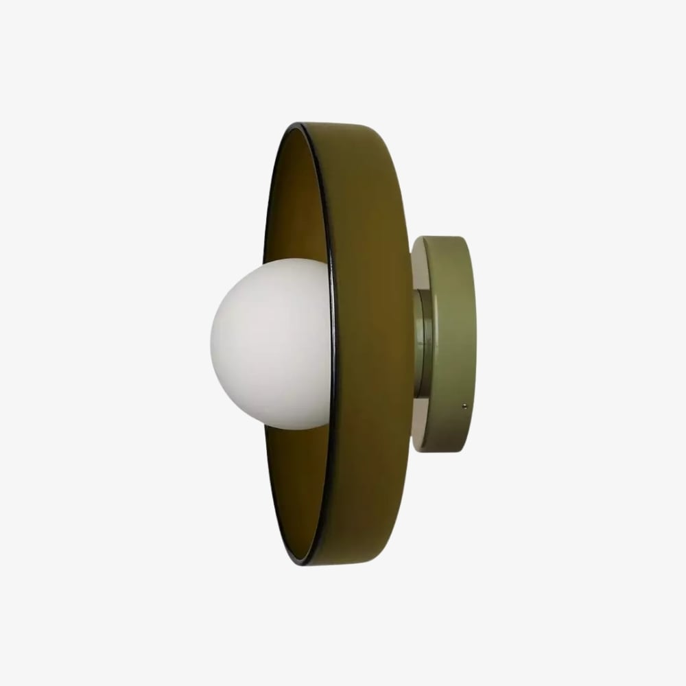 Luminaire mural ou plafonnier moderne Kalo à disque en verre polyvalent, avec bord coloré, pour espaces de vie | Esilora