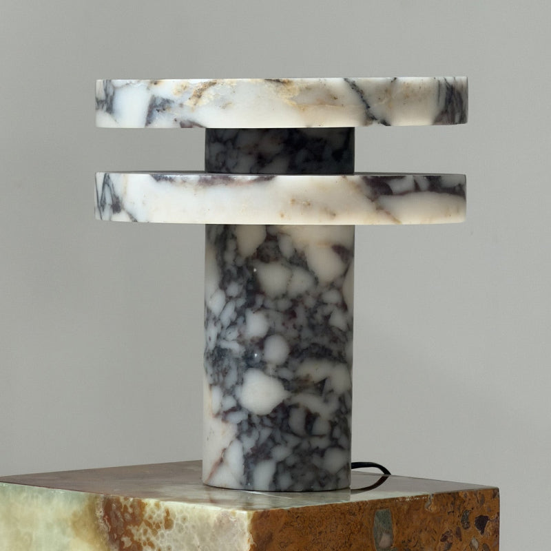 Modern Sculptural Table Lamp with Cylindrical Base Design for Bedroom Bedside and Living Room Use | Esilora