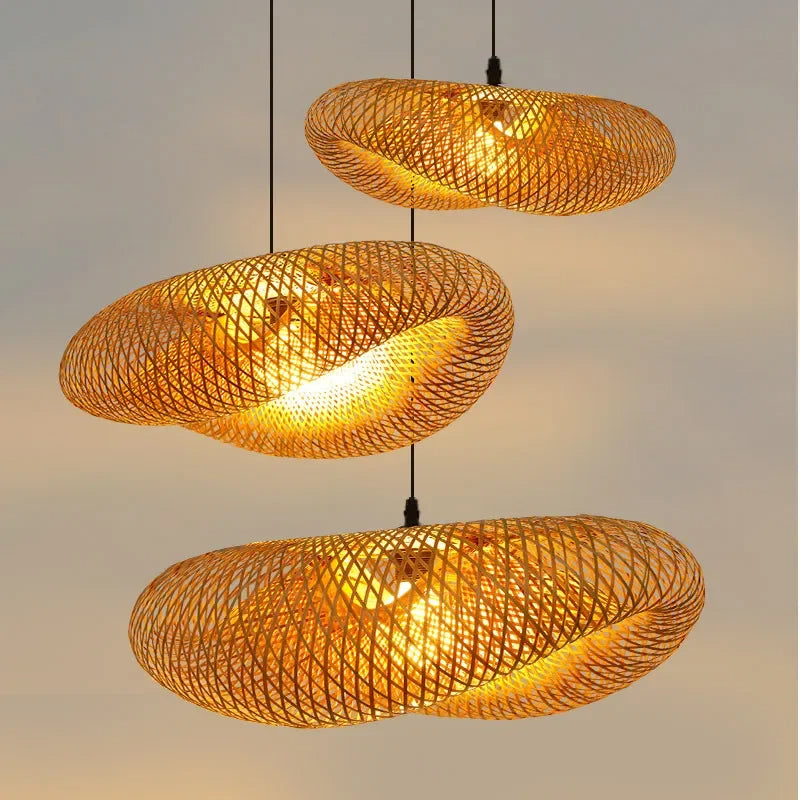 Aira Handwoven Natural Bamboo Pendant Light | Esilora