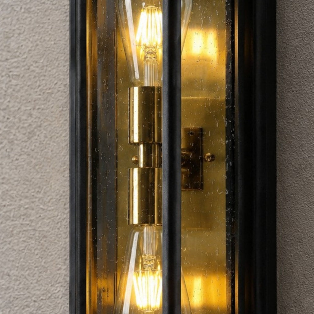 Moderne schwarze Glas-Außenwandleuchte für Veranda | Esilora