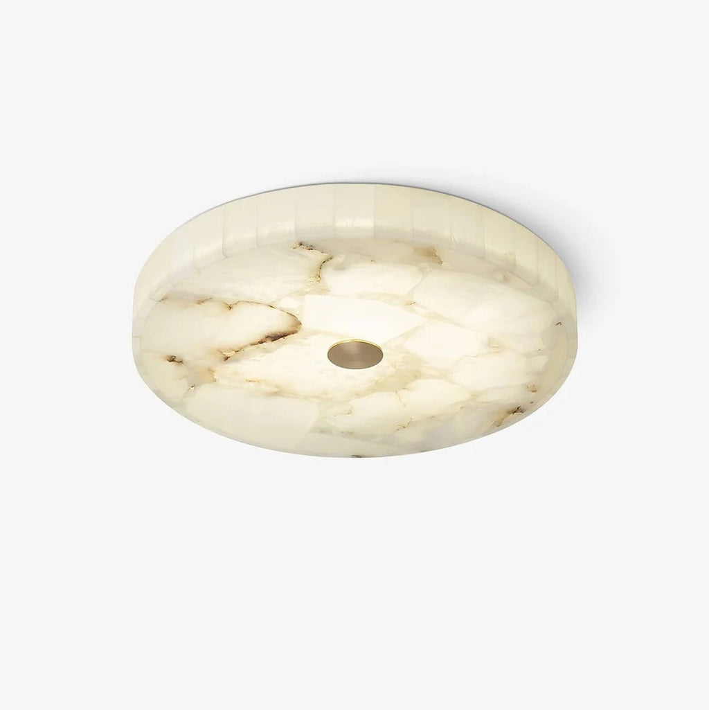 AlbaSphere Modern Round Ultra Thin Ceiling Lamp - Alabaster Contemporary Home Lighting | Esilora