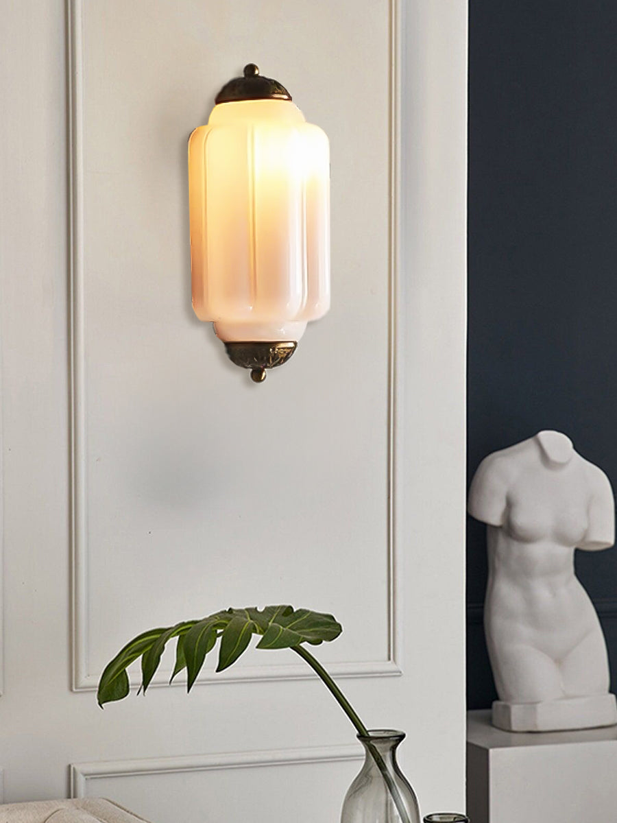 Vintage Milk Glass Flush Eloise Wall Sconce for Bedside Hallway | Esilora