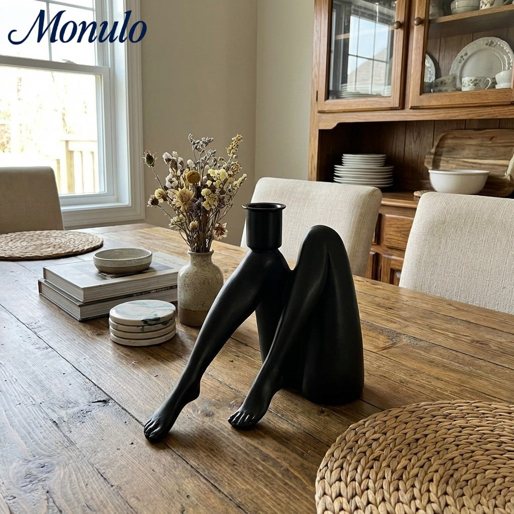 Bougeoir décoratif Kickra avec base sculpturale à pieds dorés - Décoration pour salle à manger et salon | Esilora