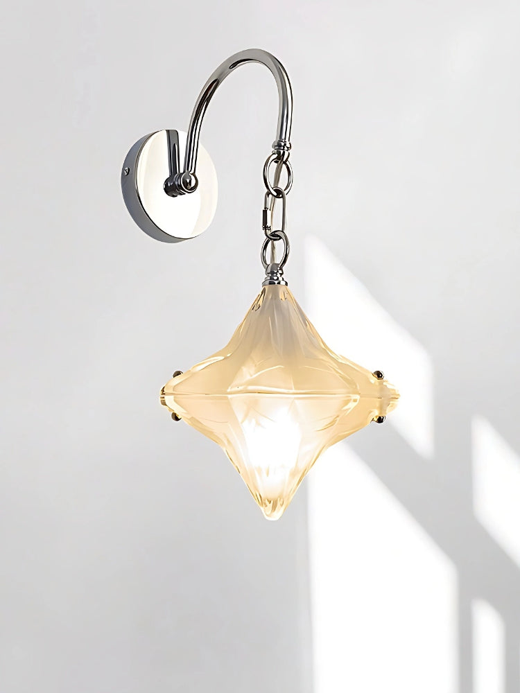 Art Deco Star Wall Sconce - Frosted Glass Light for Hallway - Astris Selene | Esilora