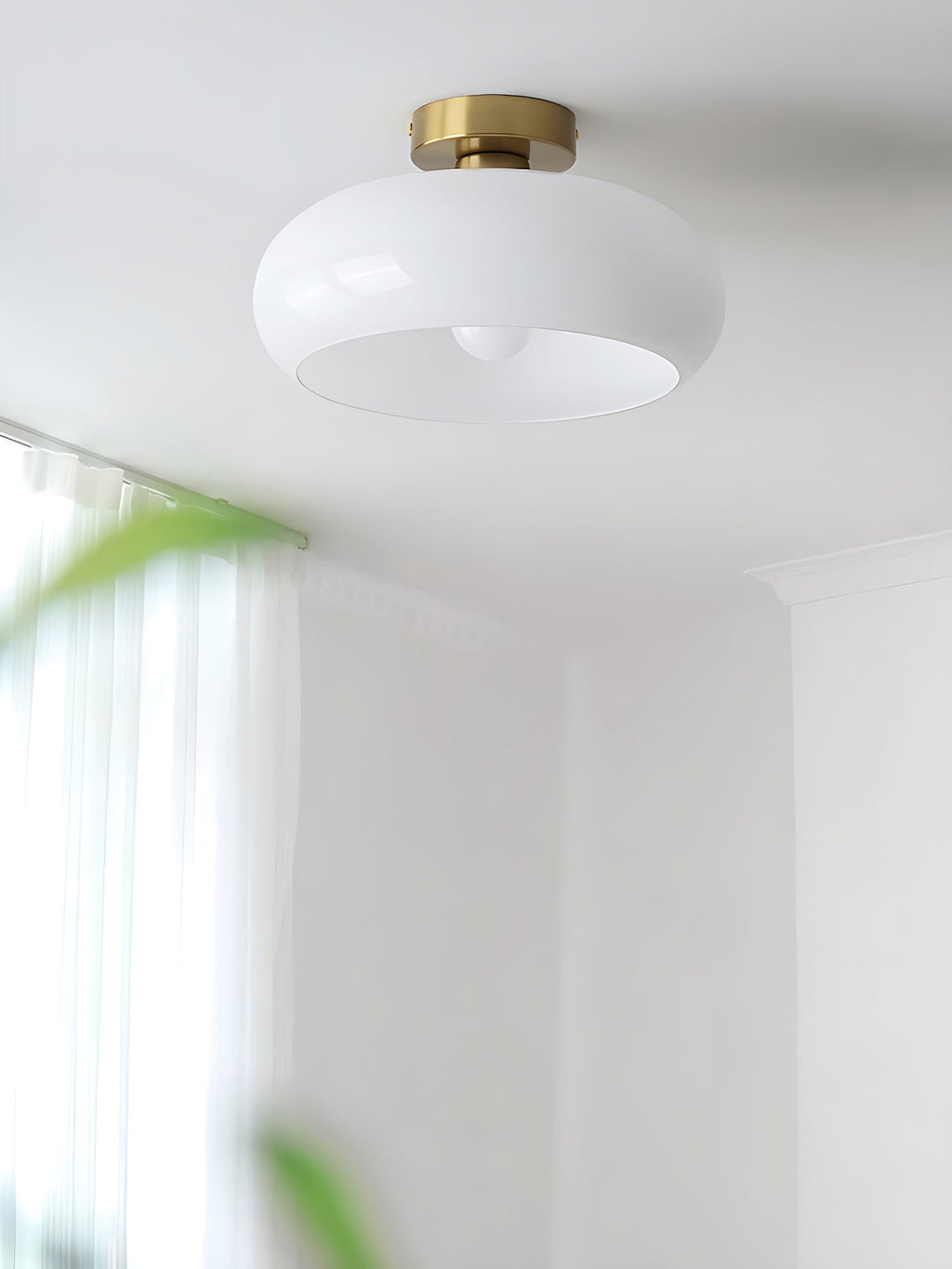 Retro Brass Bauhaus Glass Disc Ceiling Lamp | Esilora