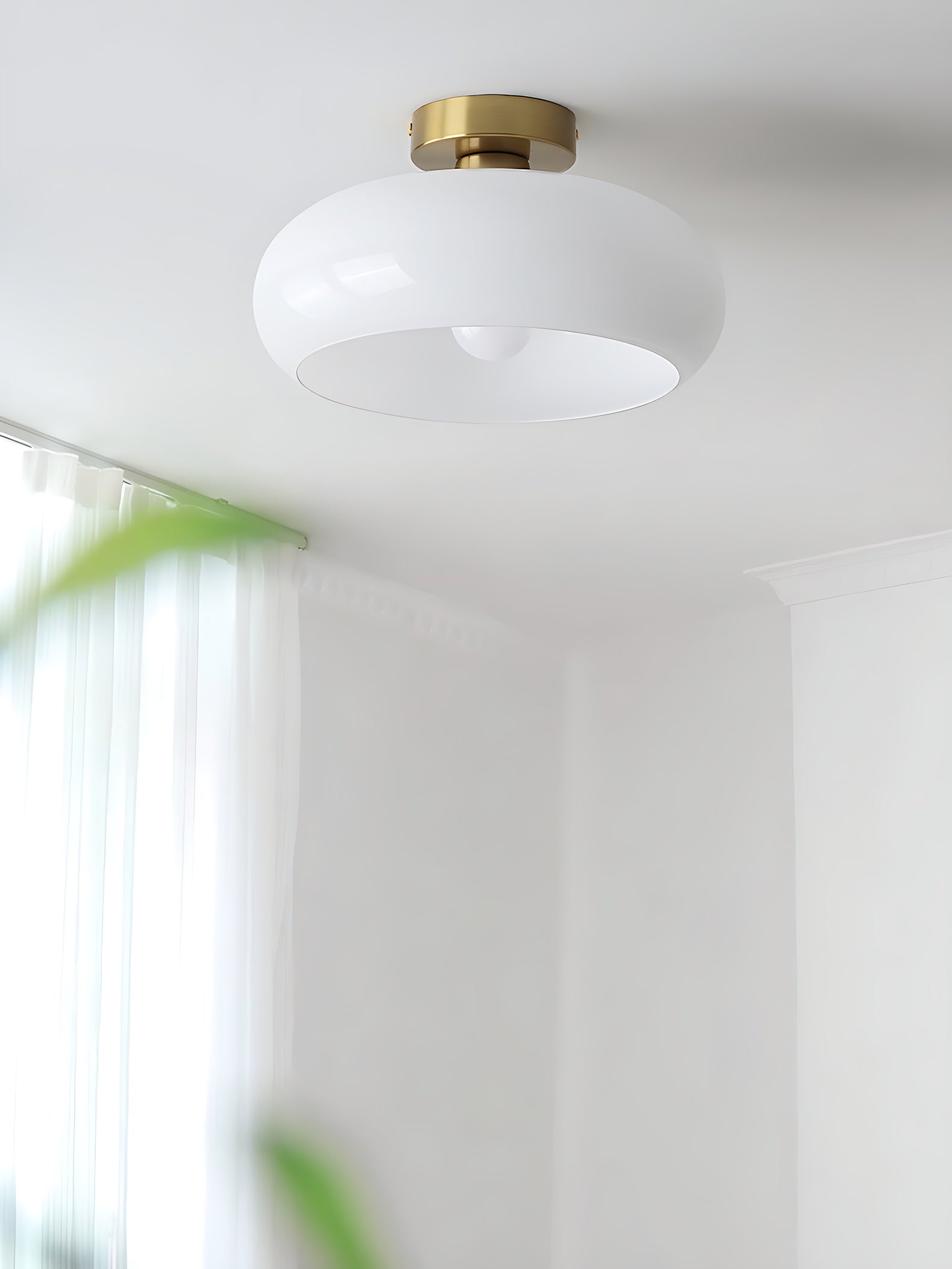 Retro Brass Bauhaus Glass Disc Ceiling Lamp | Esilora
