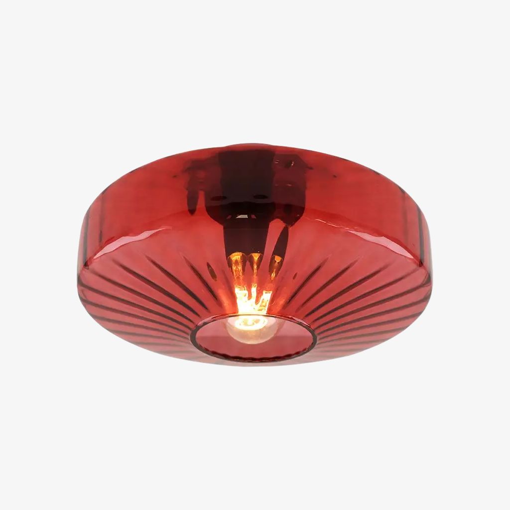 Verdoma Vintage Multi Color Rippling Glass Flush Mount Ceiling Light - Retro Decorative Ceiling Lamp for Kitchen or Hallway | Esilora