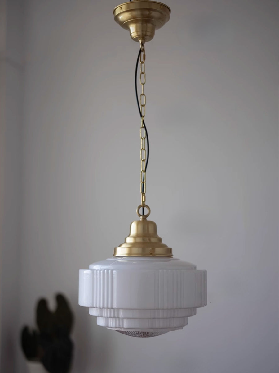 Opalume Glas-Pendelleuchte – Vintage Milchglas-Pendelleuchte im Art-Deco-Stil | Esilora
