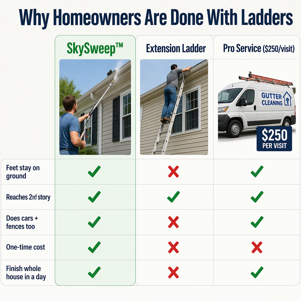 SkySweep — Blast Gutters, Siding & Second-Story Grime Without Climbing a Ladder - Esilora