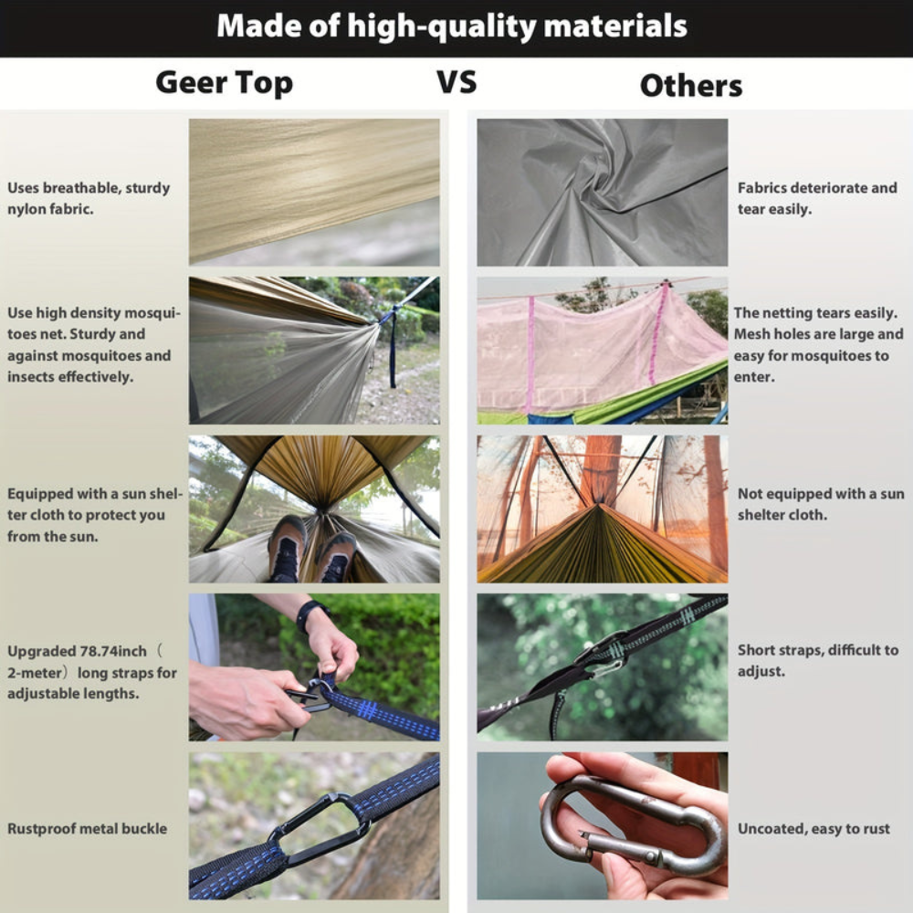 Camping Hammock with Mosquito Net and Sun Shelter