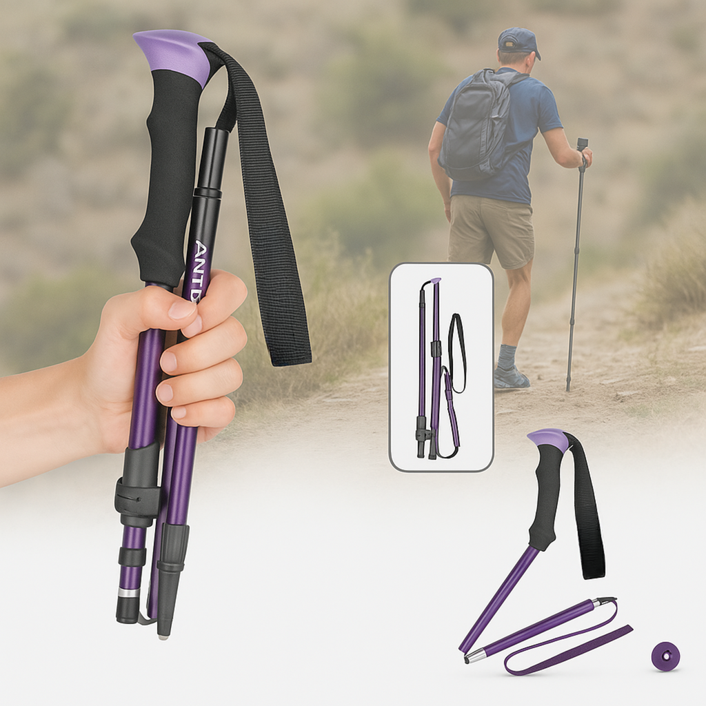 Aluminum Folding Hiking Poles – Adjustable Height, Lightweight
