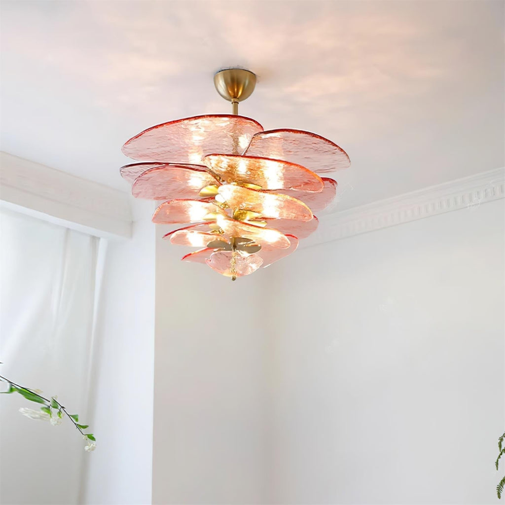 Lotus Leaf Layered Glass Chandelier | Esilora