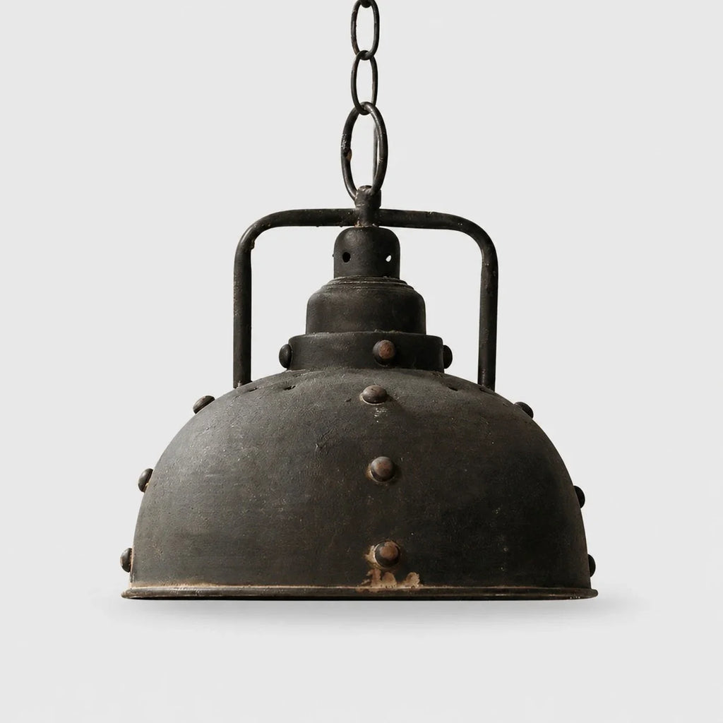 Rustic Distressed Black Dome Dining Pendant Lamp | Esilora
