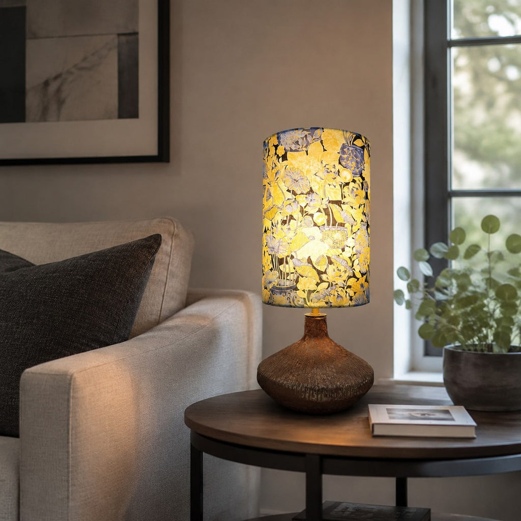 Liberty-Style Fabric Shade Ceramic Table Lamp for Bedside Ambient Lighting | Esilora