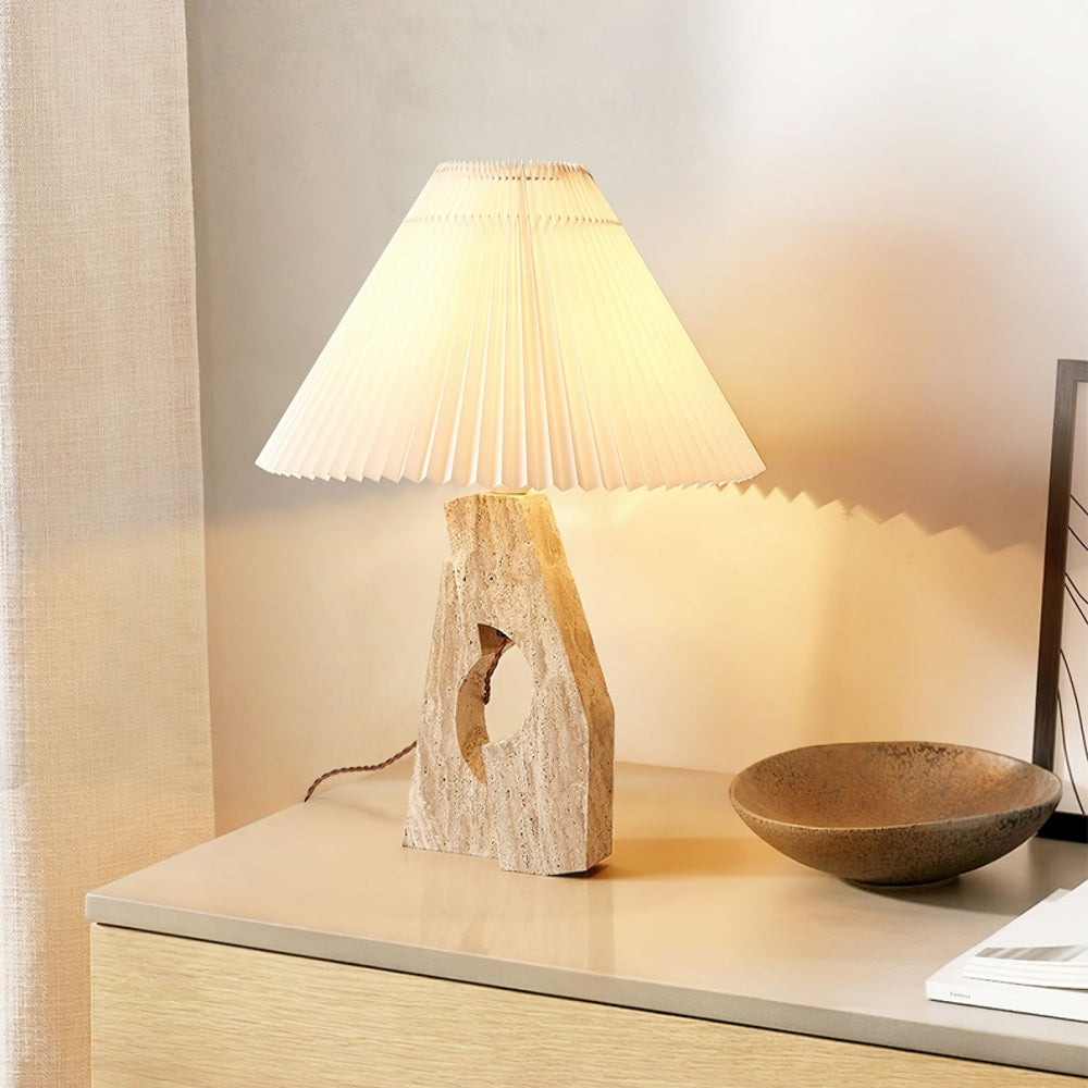Moderne künstlerische Steinsäulen-Tischlampe Travertin M05 | Esilora