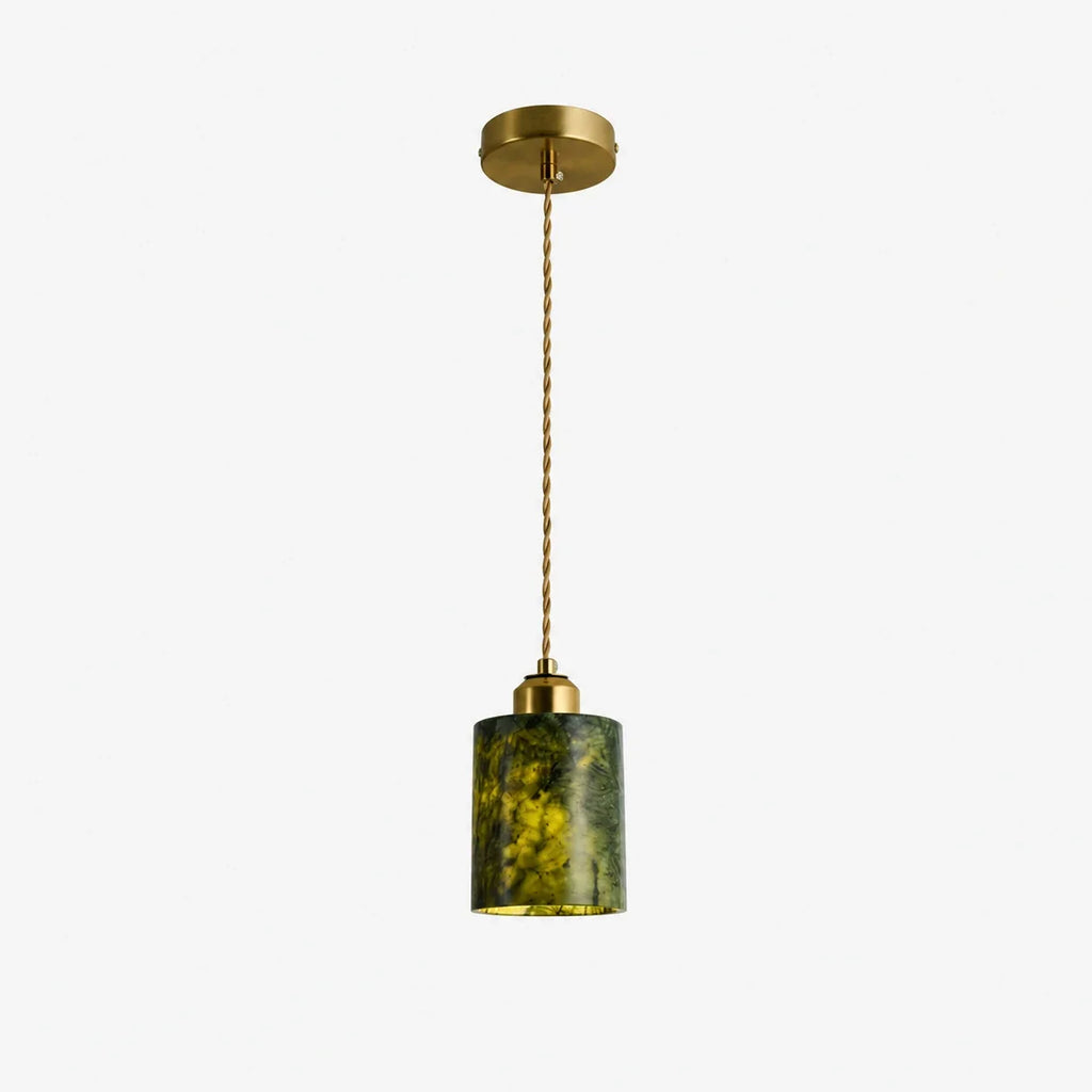 Závěsná lampa ve tvaru válce ze zeleného nefritu | Esilora