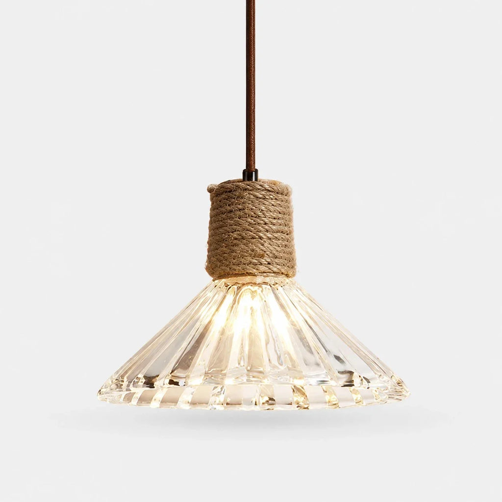 Rustic Woven Rope Glass Pendant Light Collection | Esilora