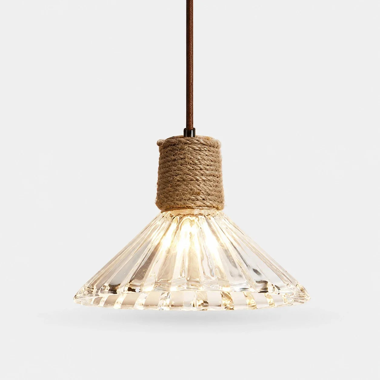 Rustic Woven Rope Glass Pendant Light Collection | Esilora