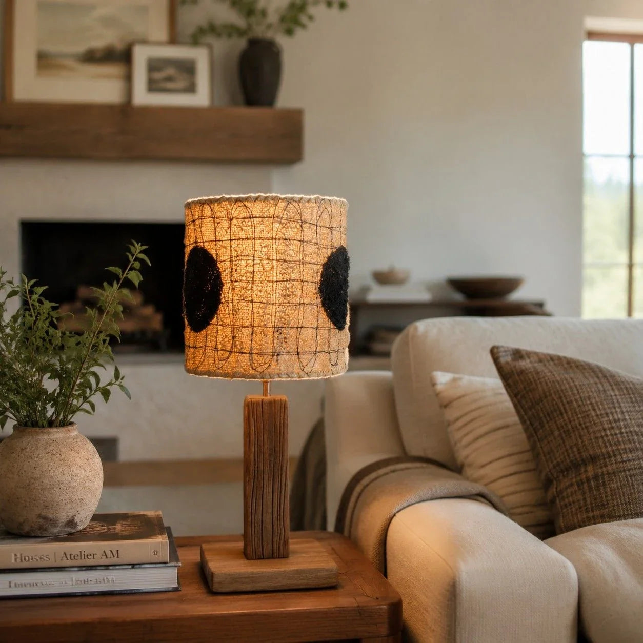 Handwoven Loofah Fiber Table Lamp | Esilora