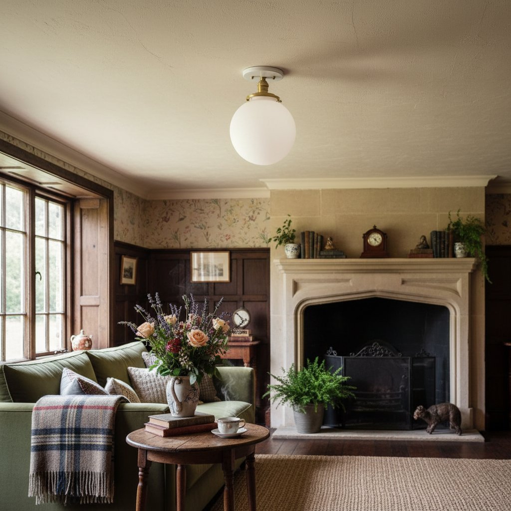 Glorica Opalglas-Halbdeckenleuchte – moderne Mid-Century-Leuchte für das Wohnzimmer | Esilora