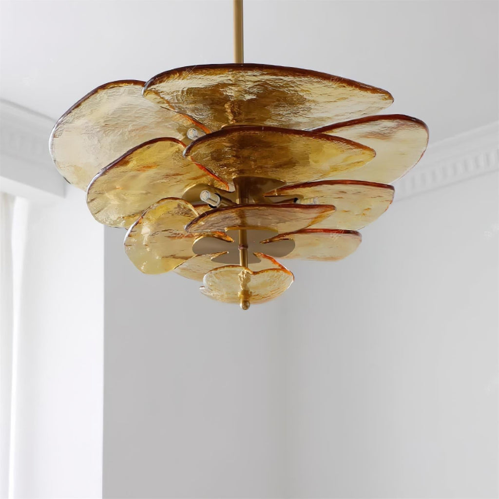 Lotus Leaf Layered Glass Chandelier | Esilora