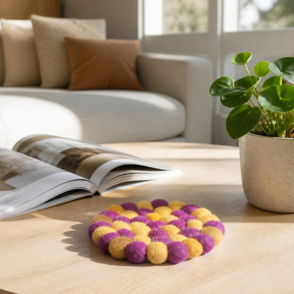 Handmade Wool Felt Ball Coaster | Esilora