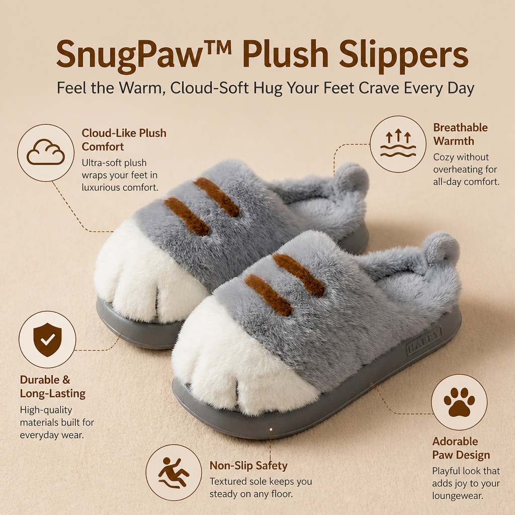 SnugPaw plüss házipapucs — Érezze minden nap a meleg, felhőpuha ölelést, amelyre lábai vágynak - Esilora