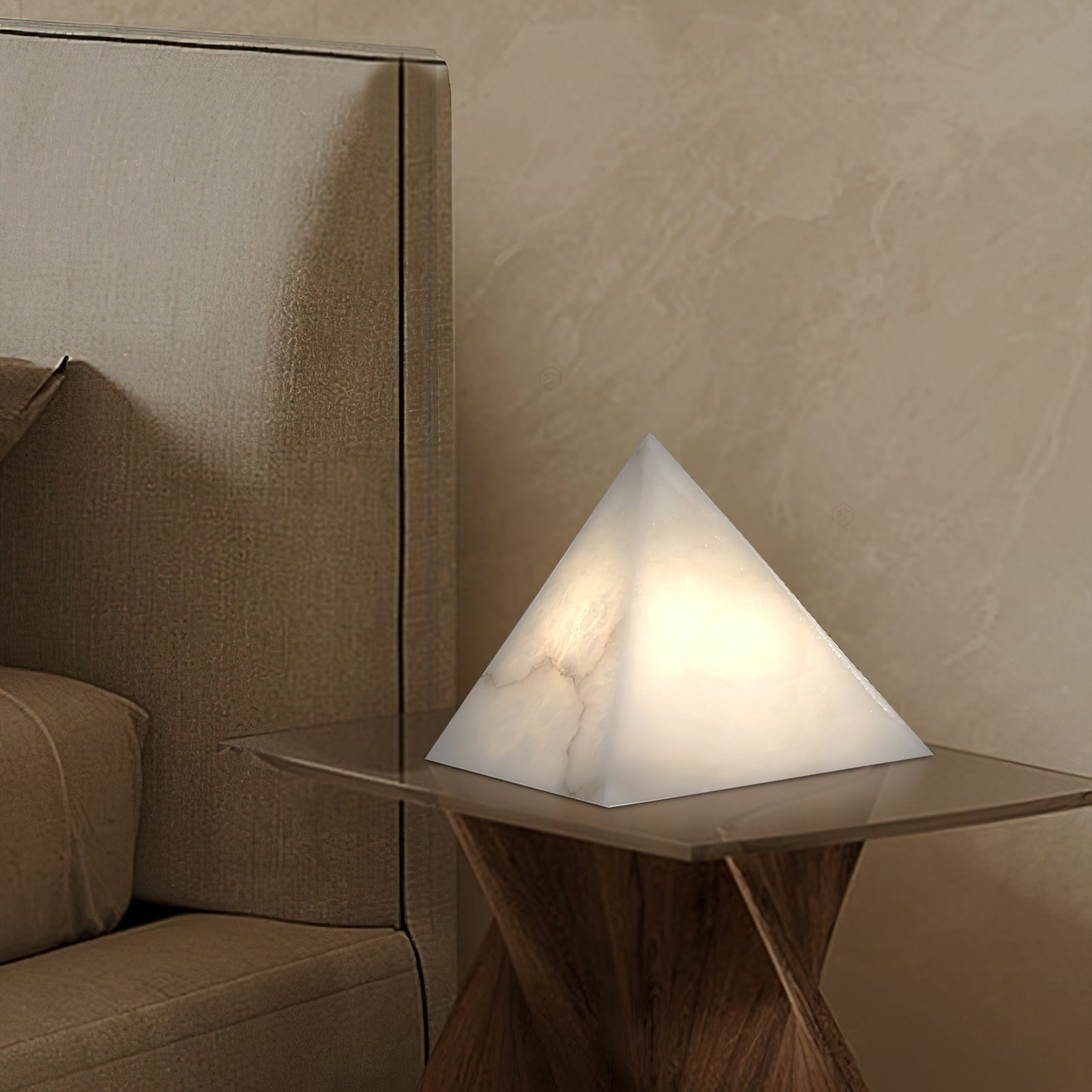 Alabaster Pyramid Table Lamp | Esilora