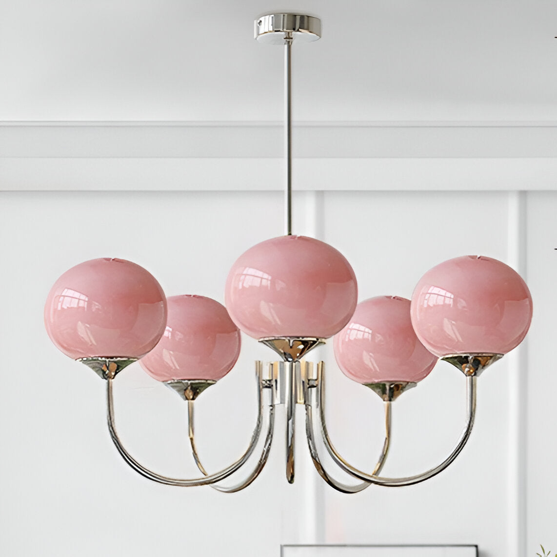 Javina Glass Cluster Chandelier - Iron Rounded Globe Modern Fixture for Dining Room and Living Rooms | Esilora