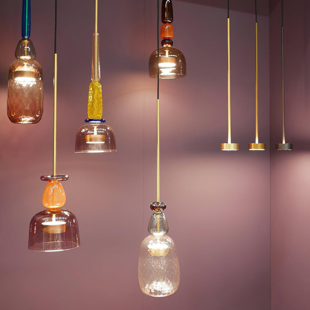 Hand Blown Glass Pendant Lamp - Colorful Candy Iron Mixed Color Indoor | Esilora