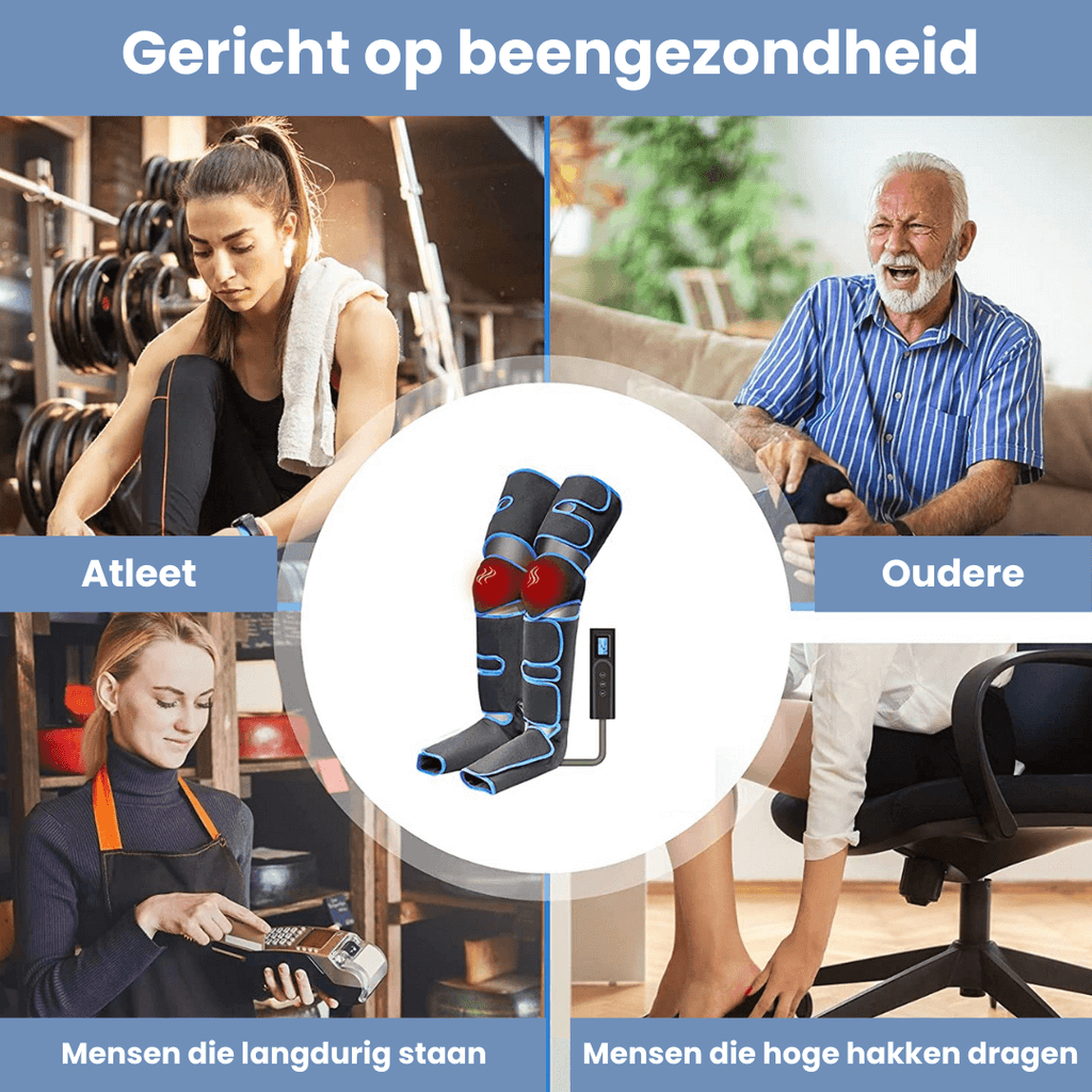 Airestro 360° benmassager — Lufttryk, varme og restitution