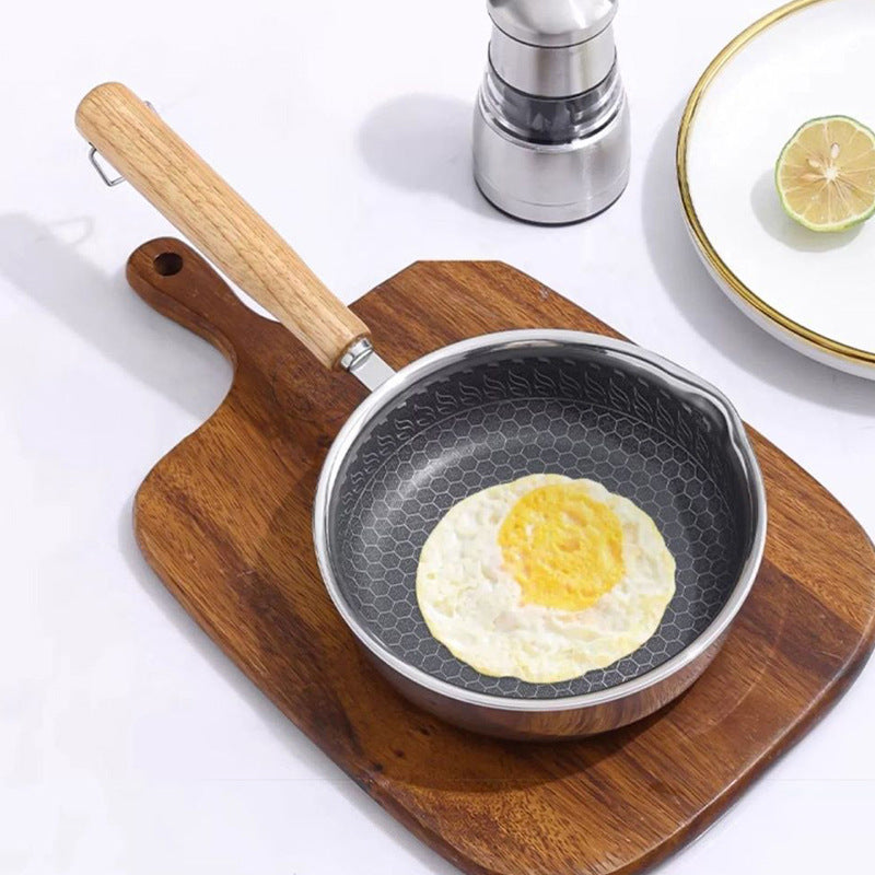 Stainless Steel Mini Frying Pan with Wooden Handle - Esilora