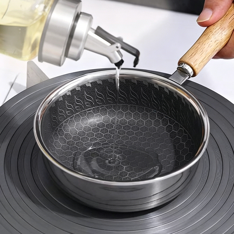 Stainless Steel Mini Frying Pan with Wooden Handle - Esilora