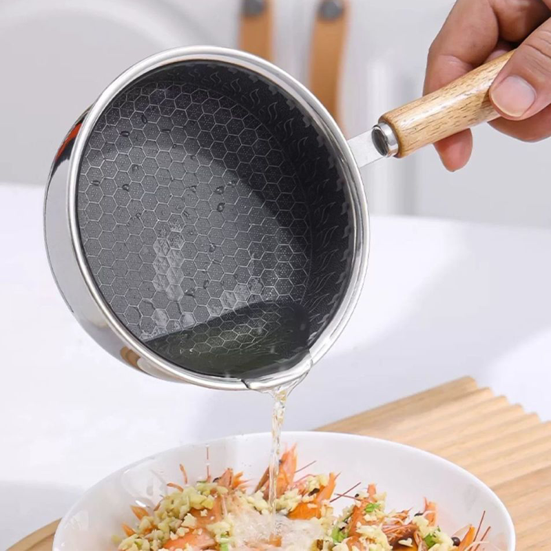Stainless Steel Mini Frying Pan with Wooden Handle - Esilora