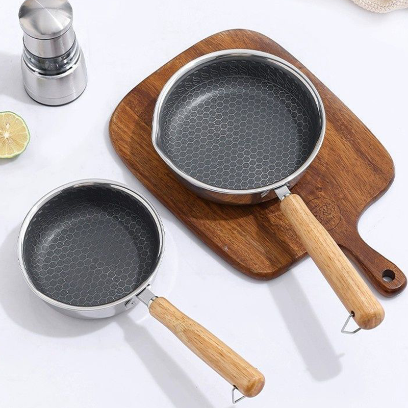 Stainless Steel Mini Frying Pan with Wooden Handle - Esilora