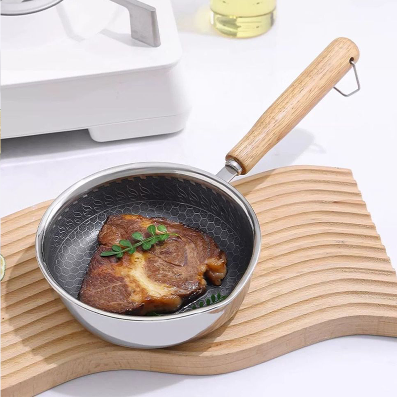 Stainless Steel Mini Frying Pan with Wooden Handle - Esilora