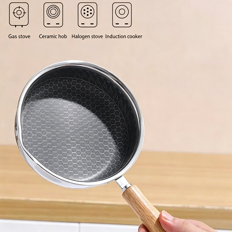 Stainless Steel Mini Frying Pan with Wooden Handle - Esilora
