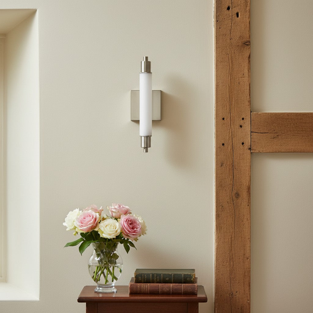 Ornato Luxe Modern Vanity Sconce - Art Deco Wall Light with Cylinder Shade | Esilora