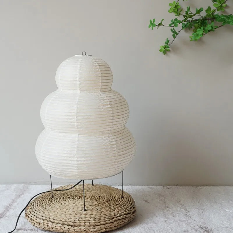 Lampada da tavolo giapponese wabi-sabi in carta di riso bianca | Esilora