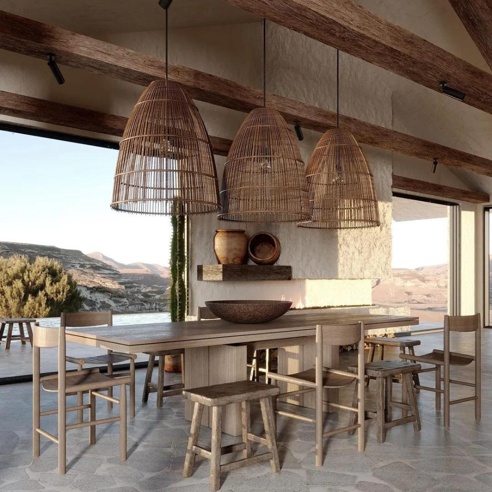Runa Boho Rattan Pendant Light | Esilora