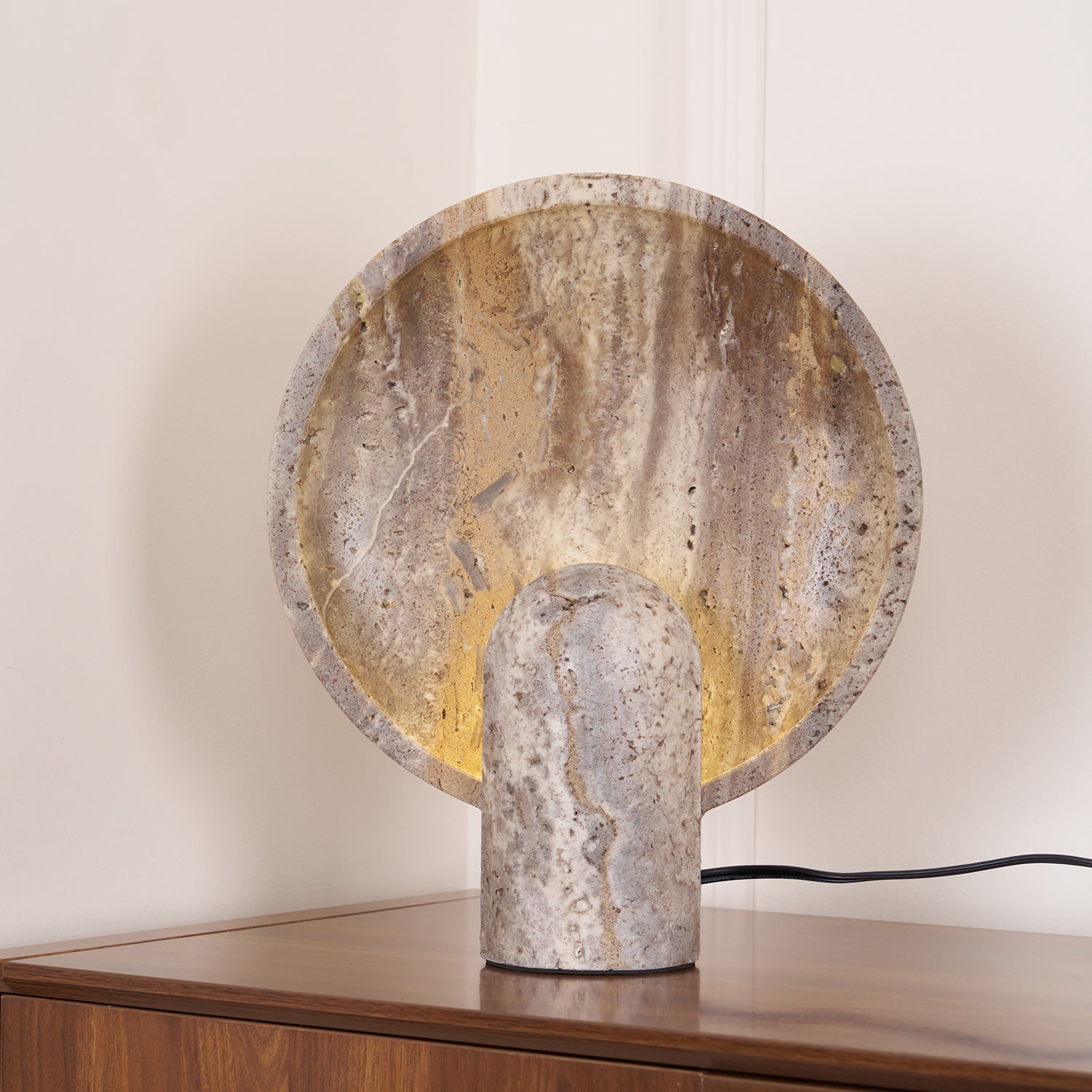 Wabi-sabi Stil Eclipse Stein-Travertin-Tischlampe M03 | Esilora