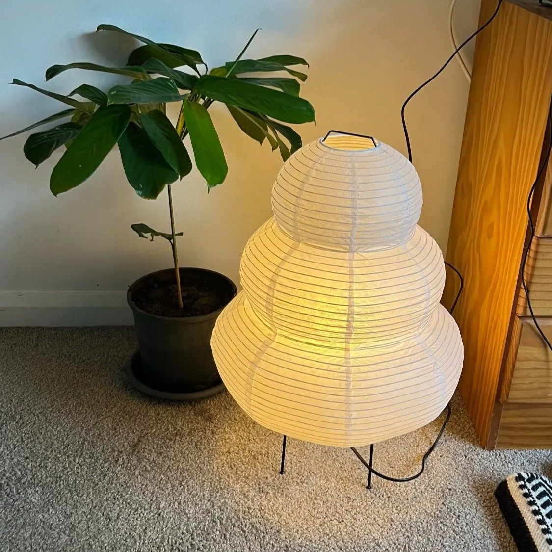 Lampada da tavolo giapponese wabi-sabi in carta di riso bianca | Esilora