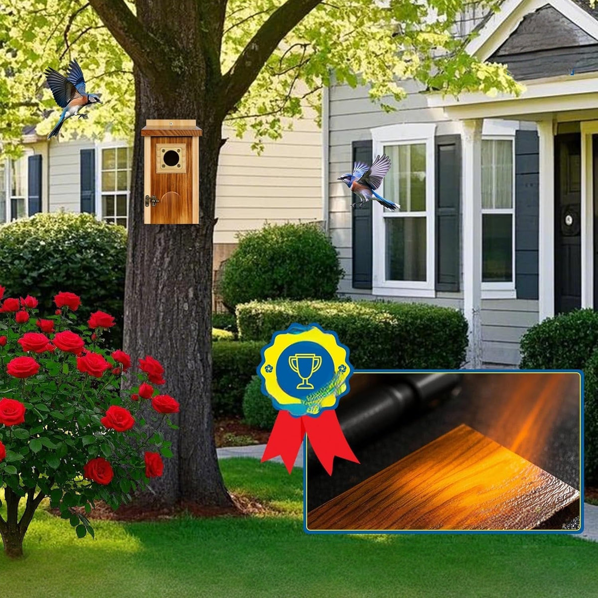 Caja nido de madera resistente a la intemperie — construcción resistente a la putrefacción