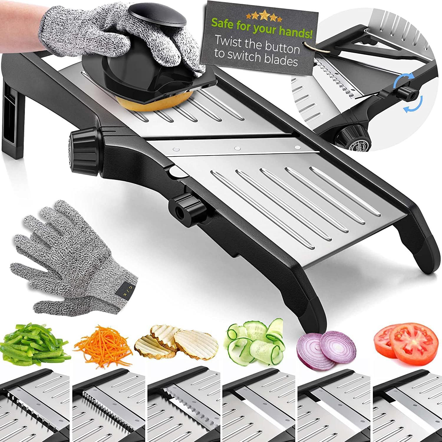 Precision Food Slicer with Safety Gloves – Safe Kitchen Tool for Meal Prep - Esilora