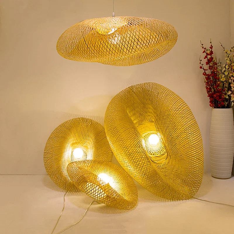 Aira Handwoven Natural Bamboo Pendant Light | Esilora