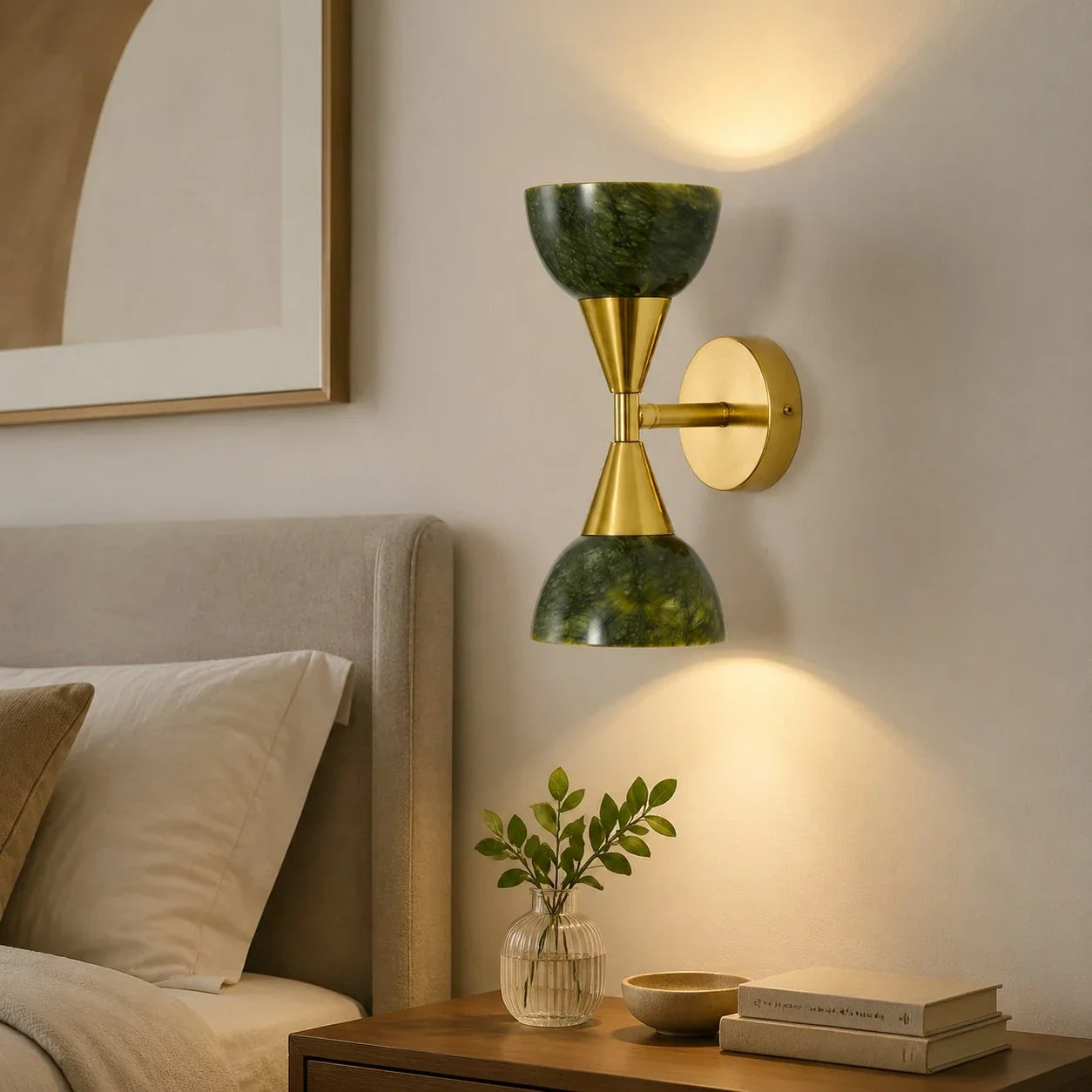 Jade Green Gold Up Down Wall Sconce | Esilora