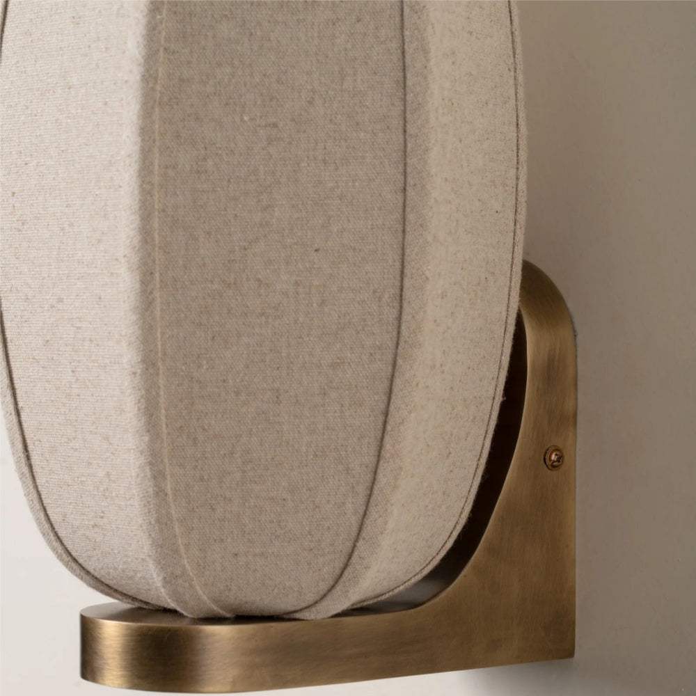 Loomis Modern Art Deco Wall Light with Textured Fabric Shade for Bedroom and Entryway | Esilora