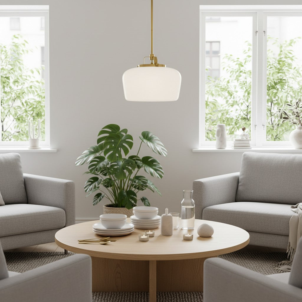 Lirran opaalilasinen riippuvalaisin – moderni minimalistinen metallinen riippuvalaisin – keittiöön ja ruokailutilaan | Esilora